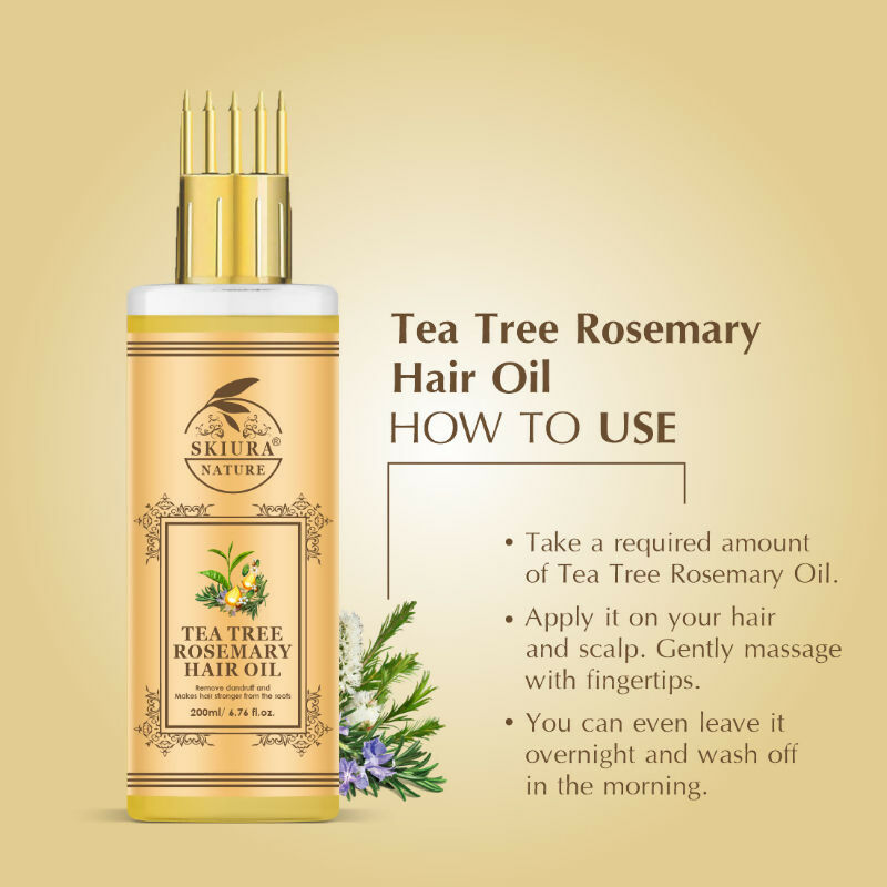Skiura Nature Tea Tree Rosemary Hair Oil For Strong Healthy Hair And Dandruff Free