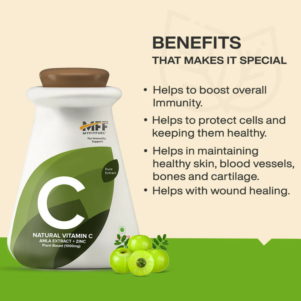MyFitFuel Natural Vitamin C Amla Extract + Zinc Plant Based Capsules