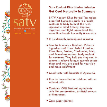 Satv Koolant Khus Herbal Infusion Tea Bags