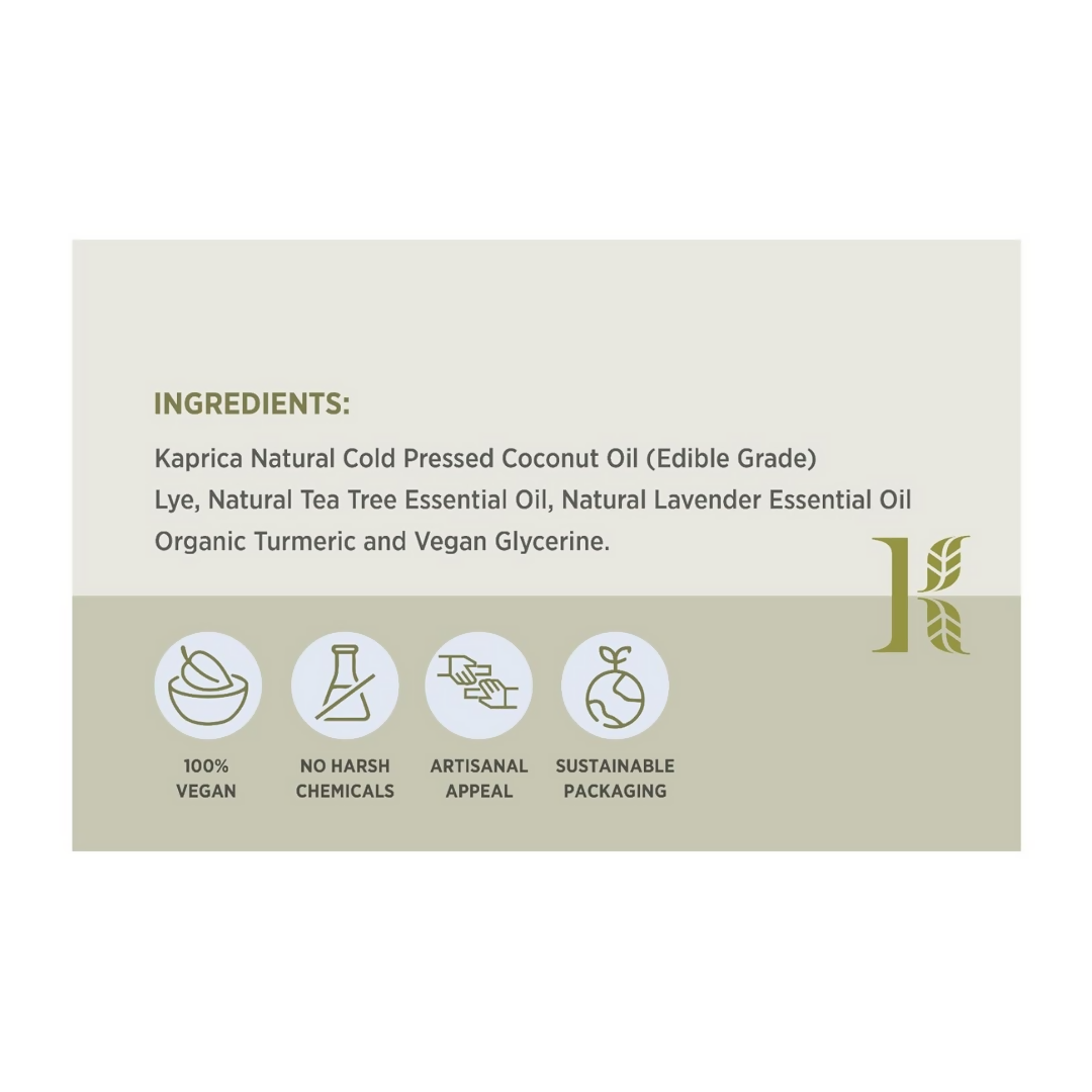 Kaprica Natural Handcrafted Cold Pressed Coconut Oil Soap With Lavender And Tea Tree