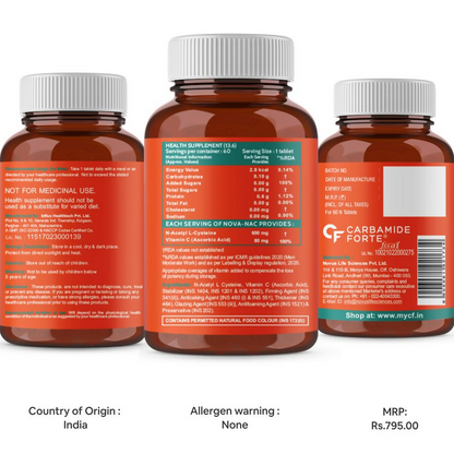 Carbamide Forte N-Acetyl L-Cysteine 600mg Tablets With Vitamin C