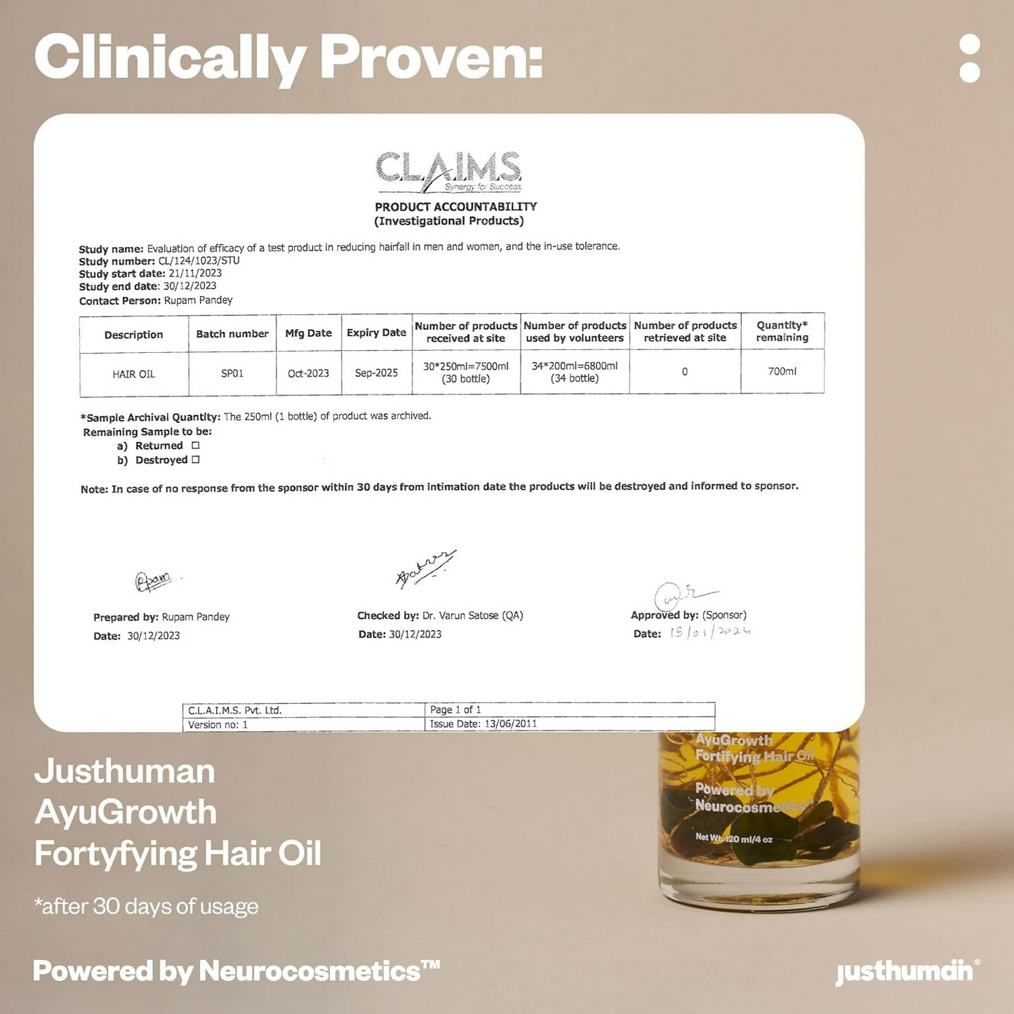 JustHuman AyuGrowth Fortifying Hair Oil