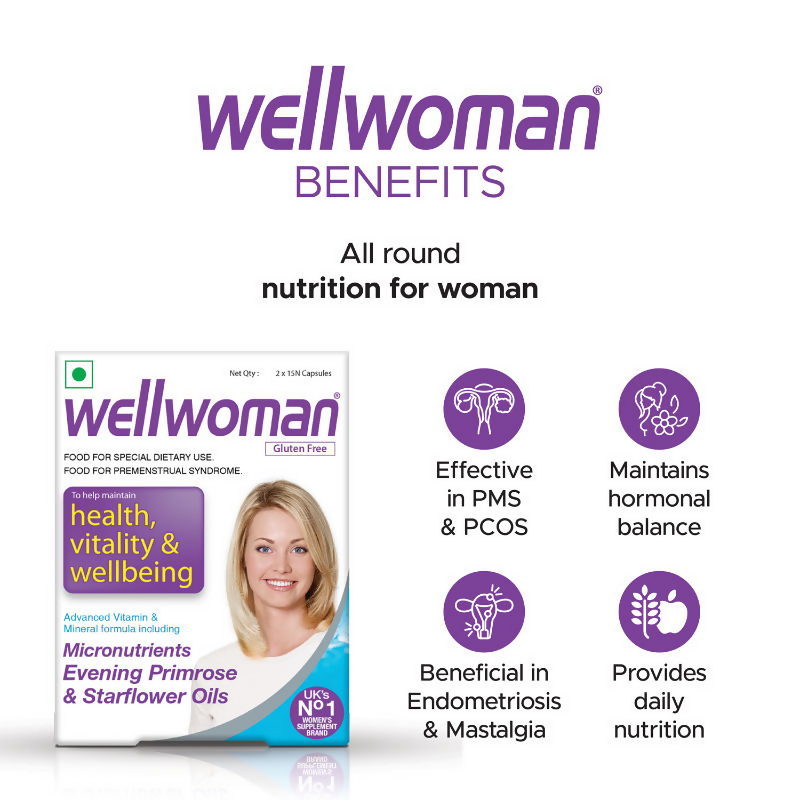 Wellwoman Supplements UK's No.1 Multivitamin Capsules For Women (Evening Primrose Oil & Starflower Oil)