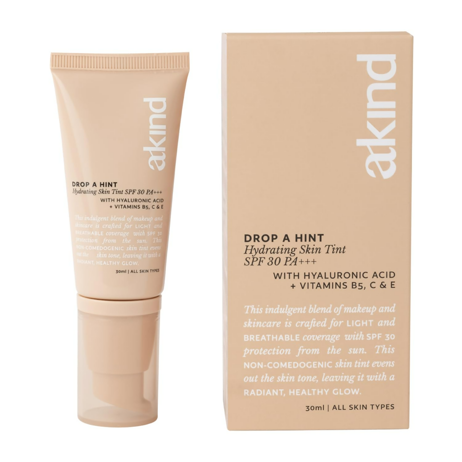 Akind Drop A Hint Hydrating Skin Tint Spf 30 Pa+++ 130 Sand