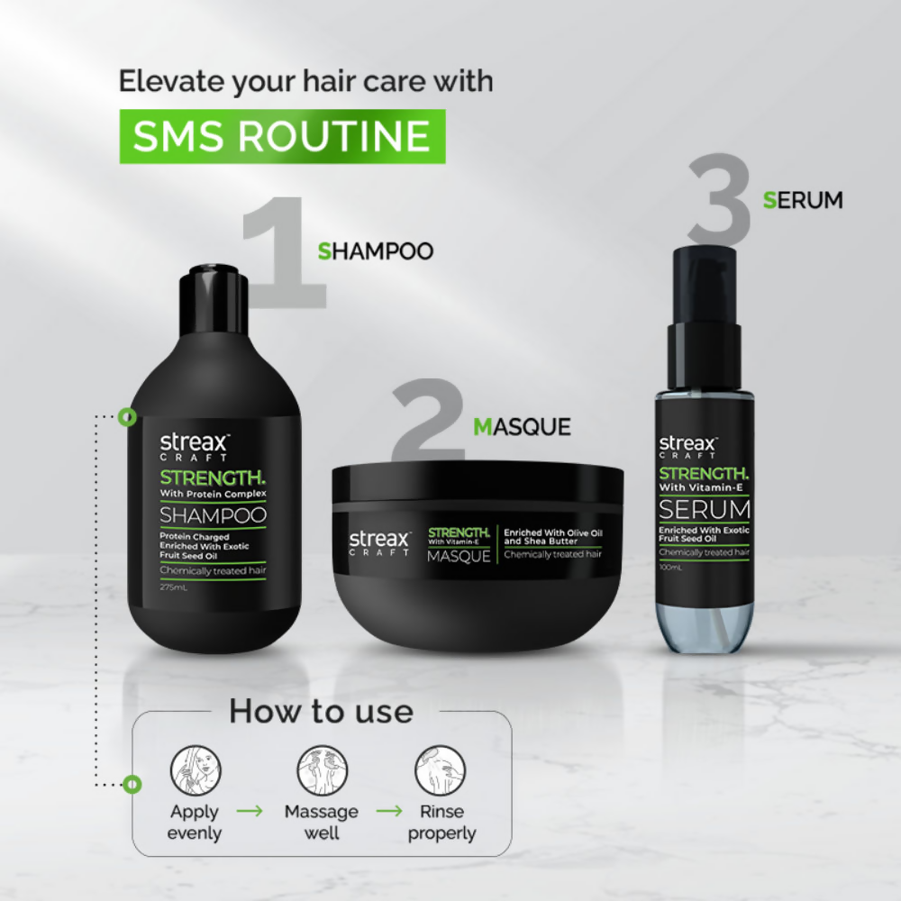 Streax Craft Strength Shampoo For Chemically Treated Hair Strength with Protein Complex