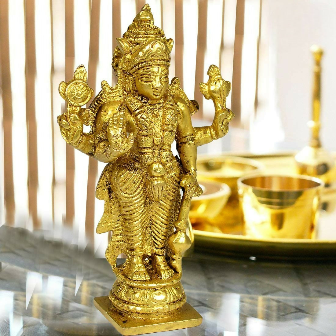 Buy Reiki Crystal Products Pure Brass Vishnu Idol