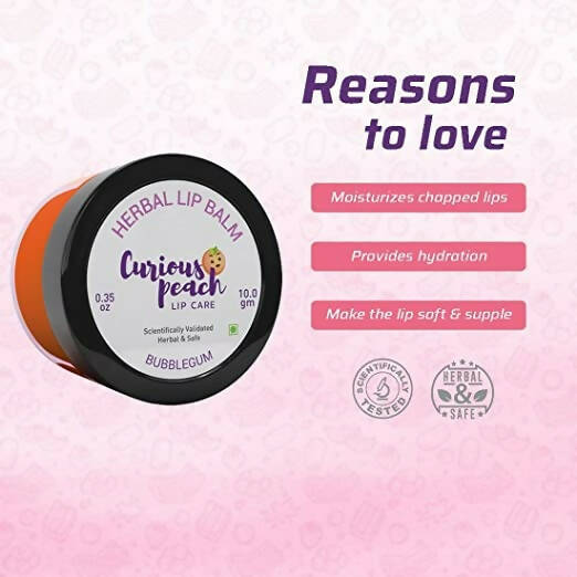 Curious Peach Herbal Lip Balm Bubble Gum
