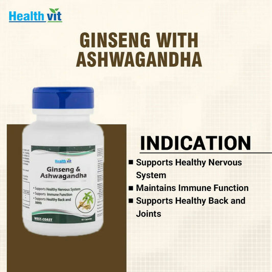 Buy Healthvit Ginseng & Ashwagandha Capsules from DrMediCart, Ship from India to USA