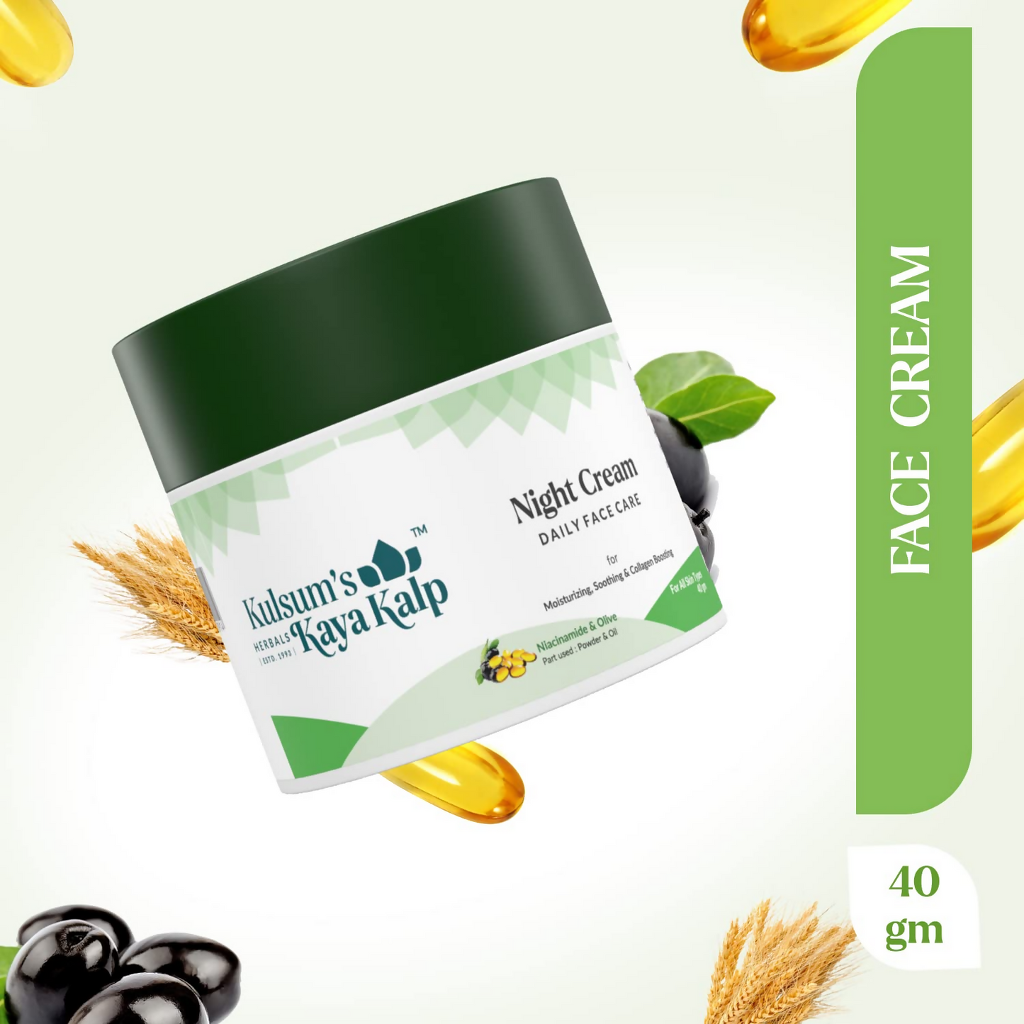 Kulsum's Kaya Kalp Night Cream For Skin Moisturization, Soothing & Collagen Boosting