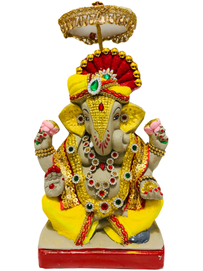 Eco-Friendly Ganesh Idols (Non-Toxic Colors) With Chatri, Akshat & Kumkum