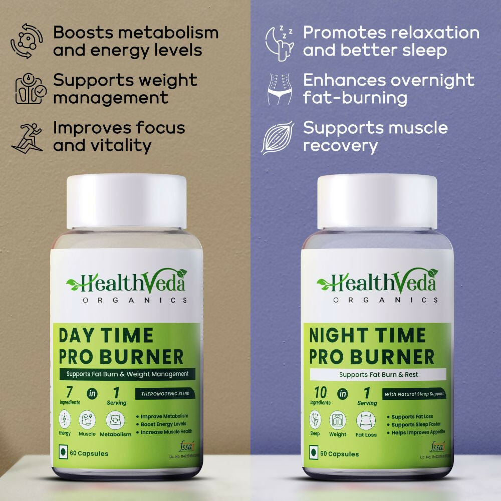 Health Veda Organics Day Time & Night Time Proburners Capsules Combo Packs