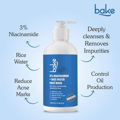 Bake 3% Niacinamide Face Wash with Rice Water