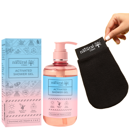 Buy Natural Vibes Deep Cleanse & Exfoliating Routine - Shower Gel Body Wash & Scrubbing Glove from DrMediCart, Ship from India to USA