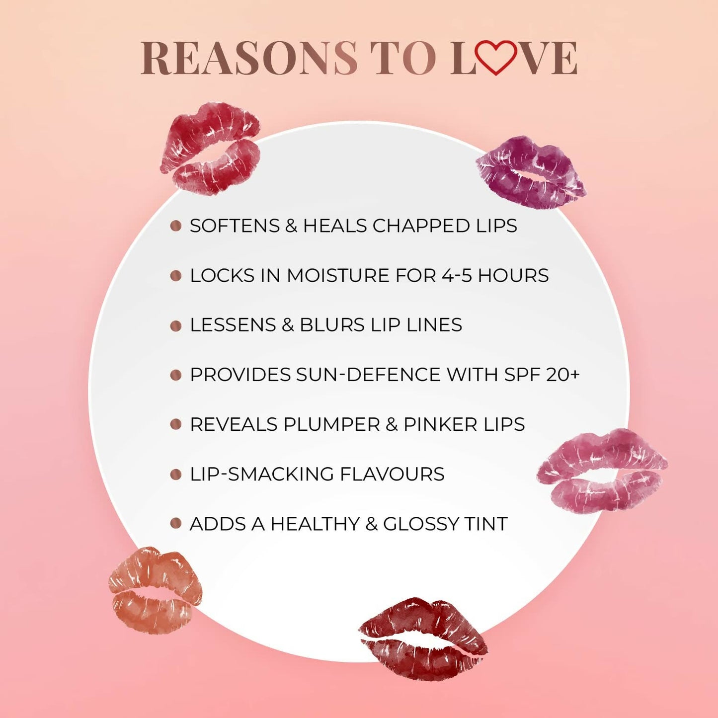 Just Herbs Peach Tinted Lip Balm with SPF 20+ for Dark Lips to Lighten