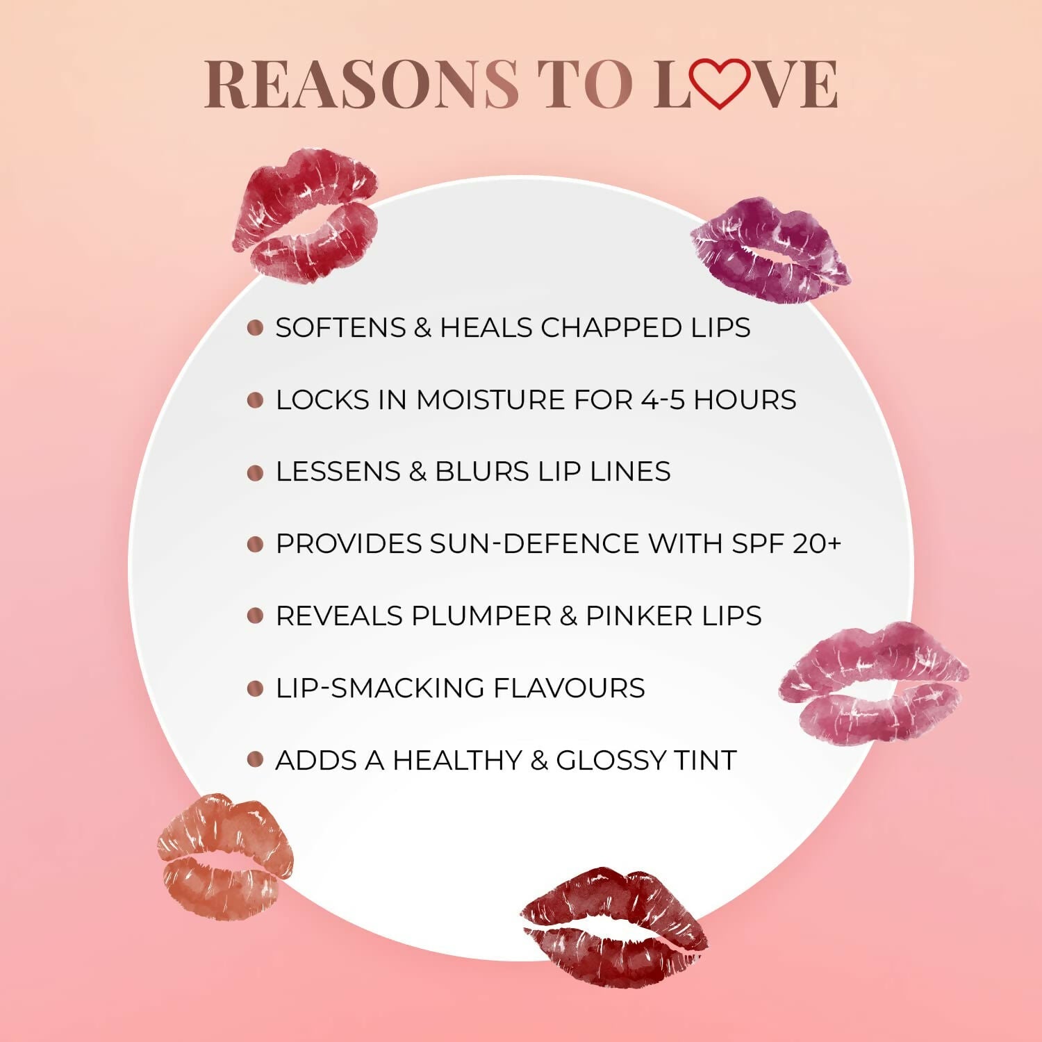 Just Herbs Peach Tinted Lip Balm with SPF 20+ for Dark Lips to Lighten