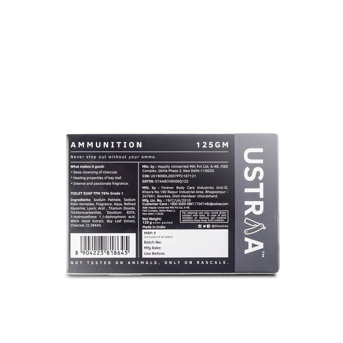 Ustraa Ammunition Cologne Soap with Charcoal & Bay Leaf
