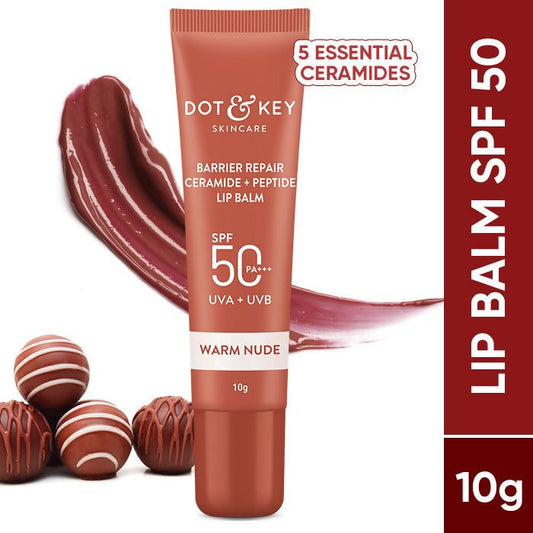 Buy Dot & Key Barrier Repair Ceramide & Peptide SPF 50 PA+++, UVA+UVB Lip Balm - Warm Nude from DrMediCart, Ship from India to USA