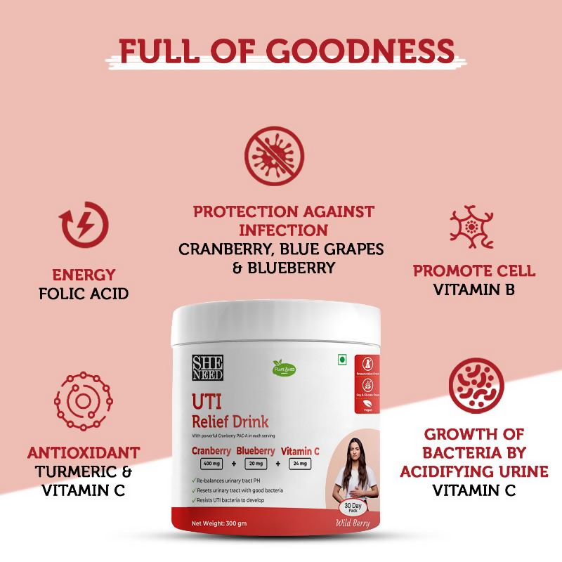 SheNeed Plant Based UTI Relief Drink For Women