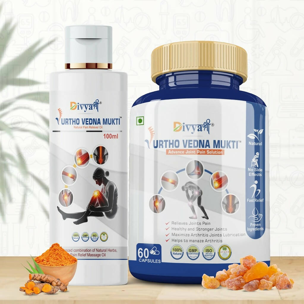 Buy Divya Shree Urtho Vedna Mukti Capsule & Oil Ayurvedic Joint comfort support   Kit from DrMediCart, Ship from India to USA