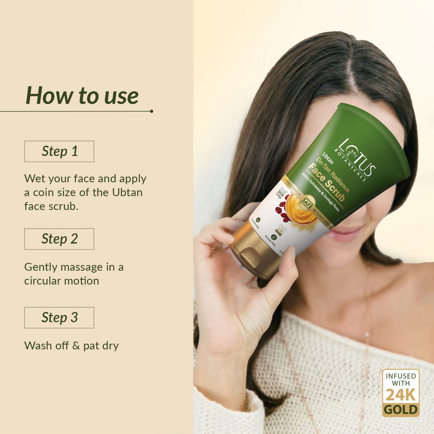 Lotus Botanicals Ubtan De-Tan Radiance Face ScrubInfused with 24K Gold For Gentle Exfoliation