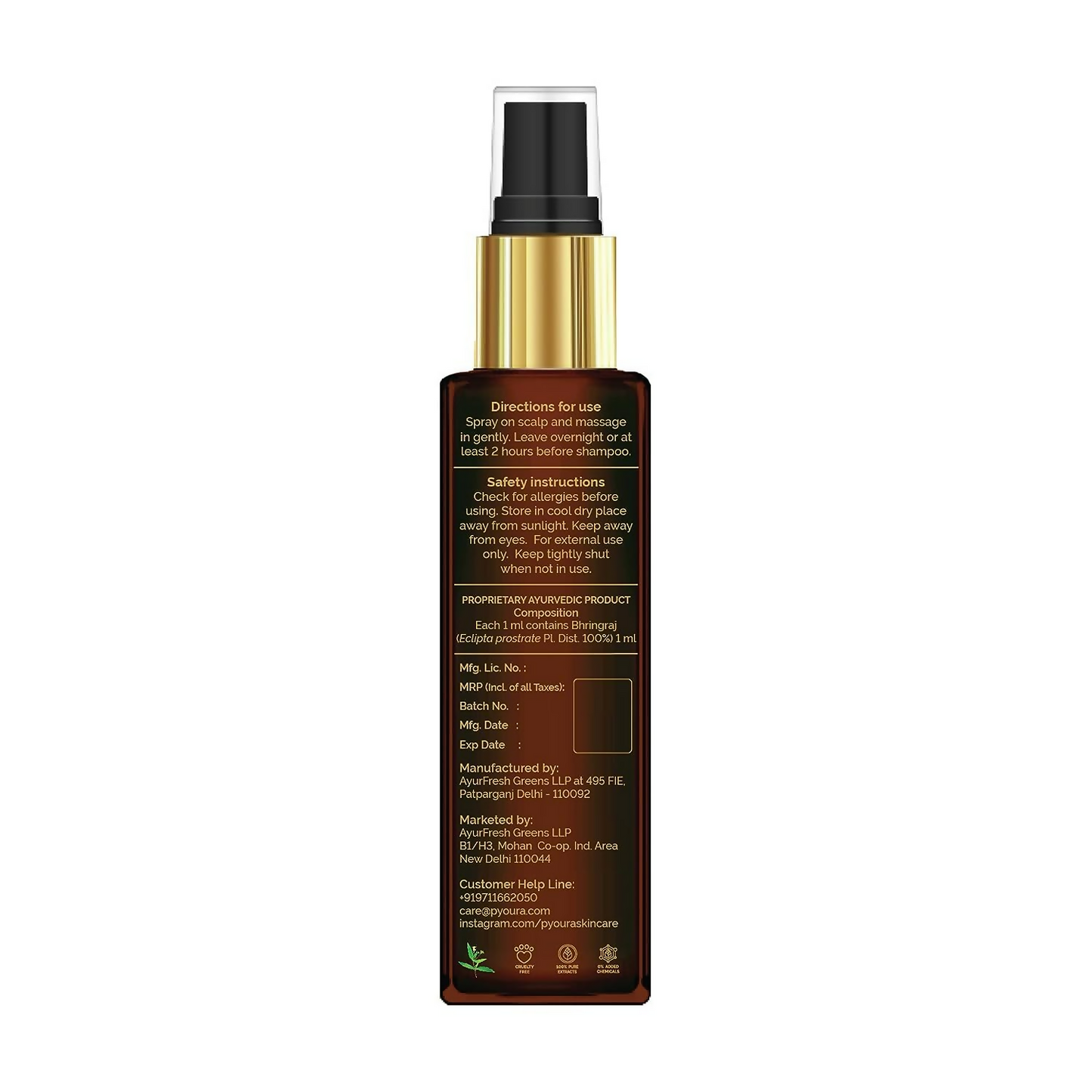Pyoura Bhringraj Non-Oily Hair Spray Serum Mist