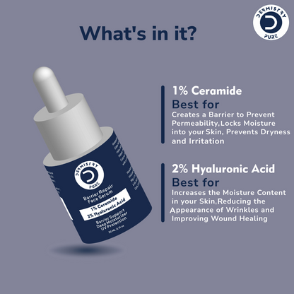 Dermistry 1% Ceramide 2% Hyaluronic Acid Sensitive Dry Skin Barrier Repair Moisturiser Face Serum