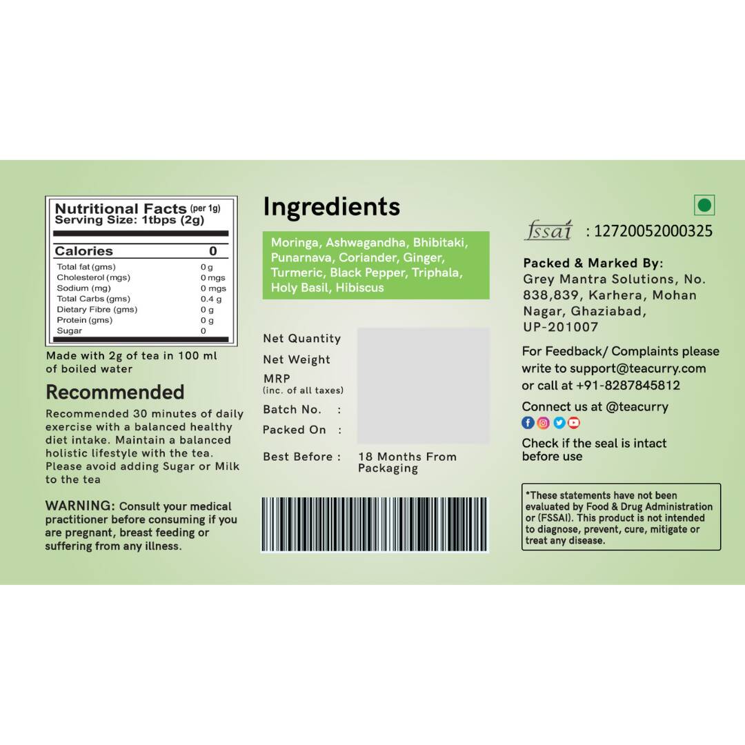 Teacurry Upper Body Fat Burn Tea Bags - Drmedicart