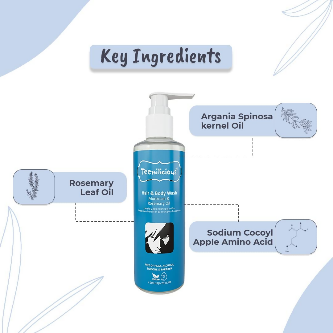 Teenilicious Hair & Body Wash With Moroccan & Rosemary Oil