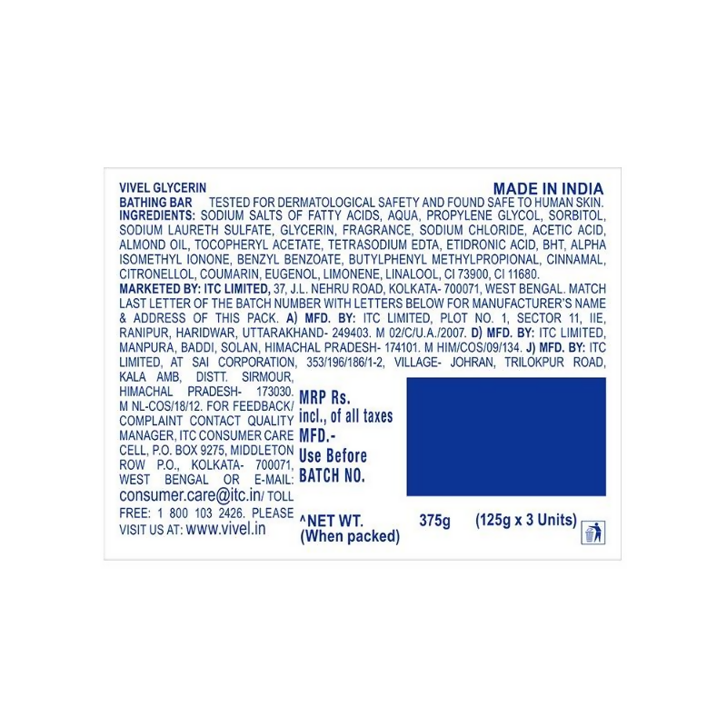 Vivel Glycerin Bathing Bar Soap For Soft Moisturized Skin