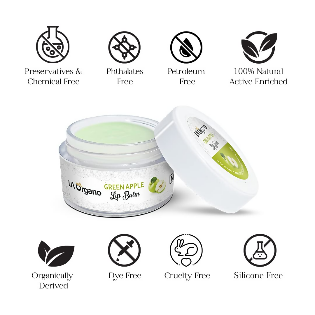 LA Organo Green Apple Lip Balm For Dry Chapped Lips - DrMediCart