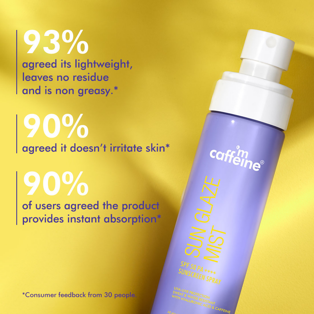 mCaffeine Sun Glaze SPF 50 PA++++ Face Sunscreen Spray