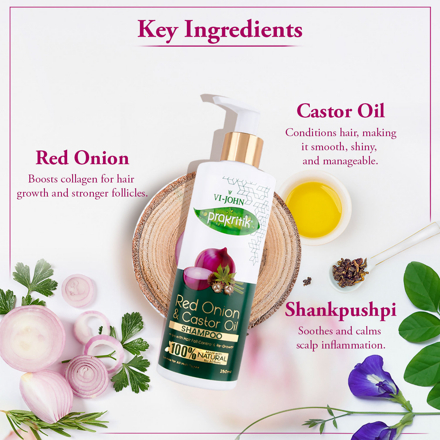 VI-JOHN Prakritik Red Onion & Castor Oil Shampoo