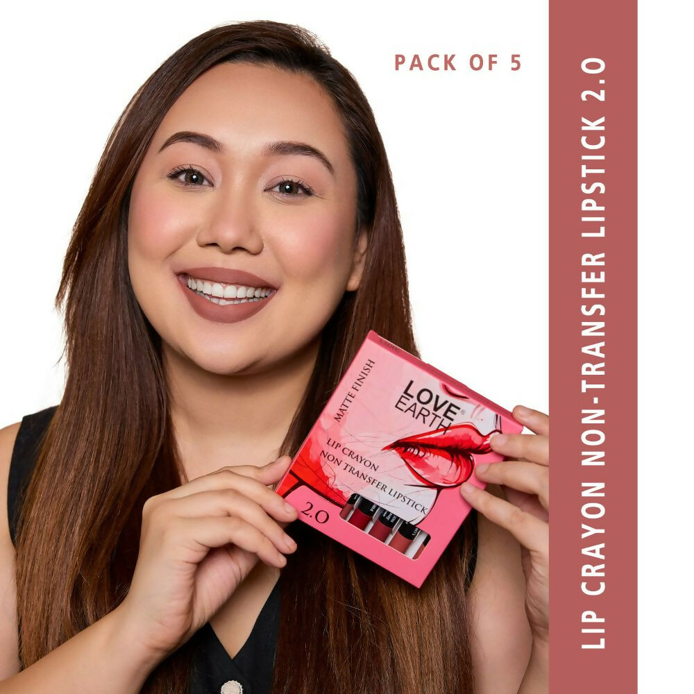 Love Earth Lip Crayon Non-Transfer Lipstick 2.O And Sharpener
