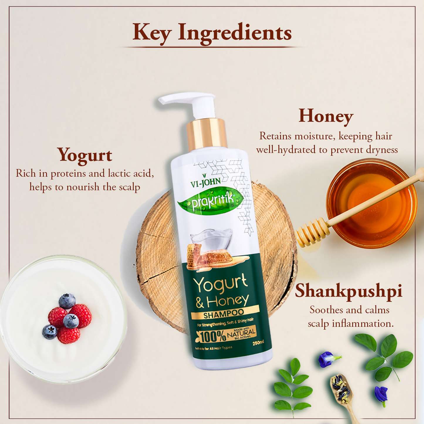VI-JOHN Prakritik Yogurt & Honey Shampoo