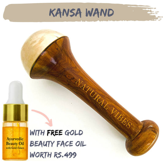 Buy Natural Vibes Kansa Face Massage Wand with Free Gold Beauty Elixir Oil from DrMediCart, Ship from India to USA