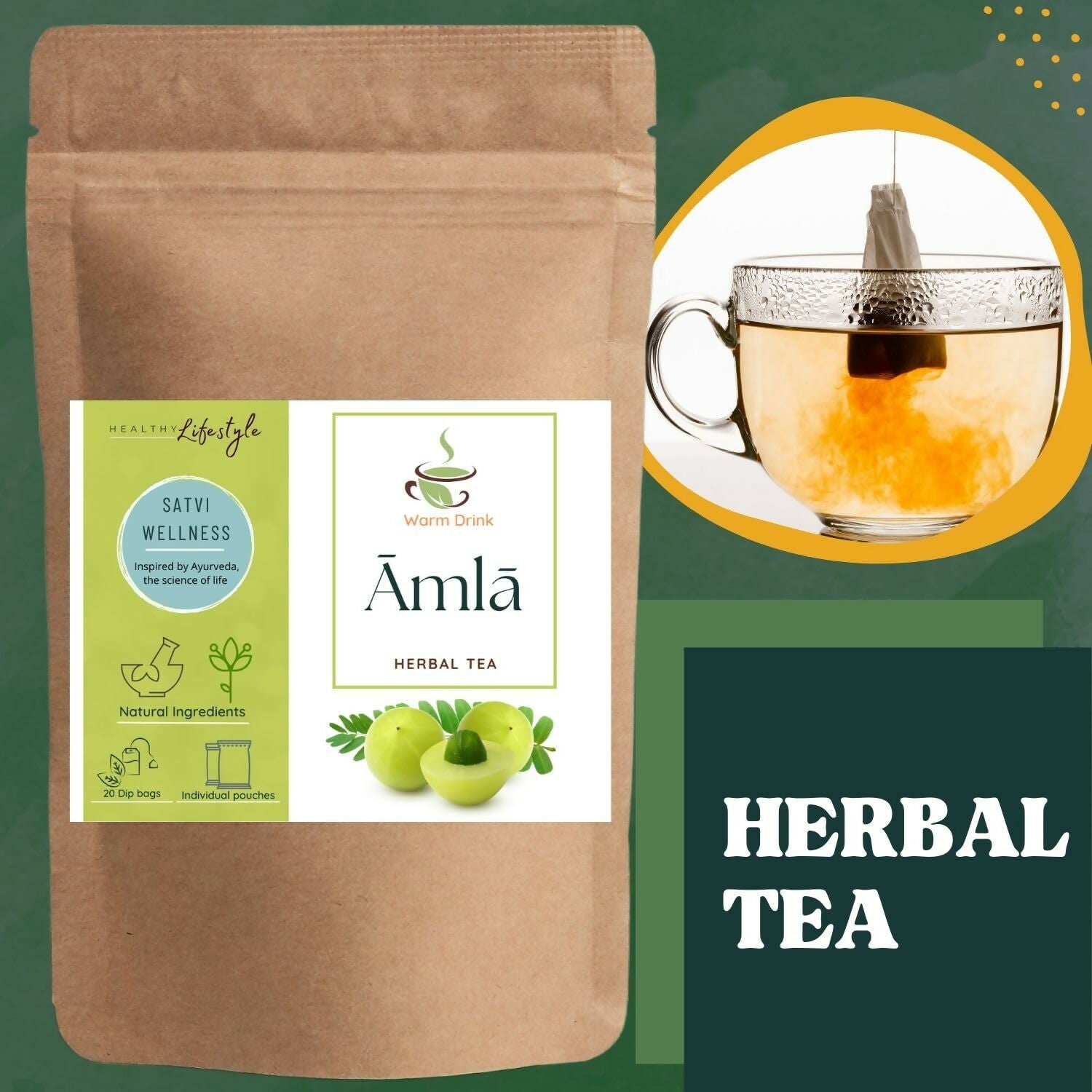 Satvi Wellness Amla Tea | Indian Gooseberry Tea Bags