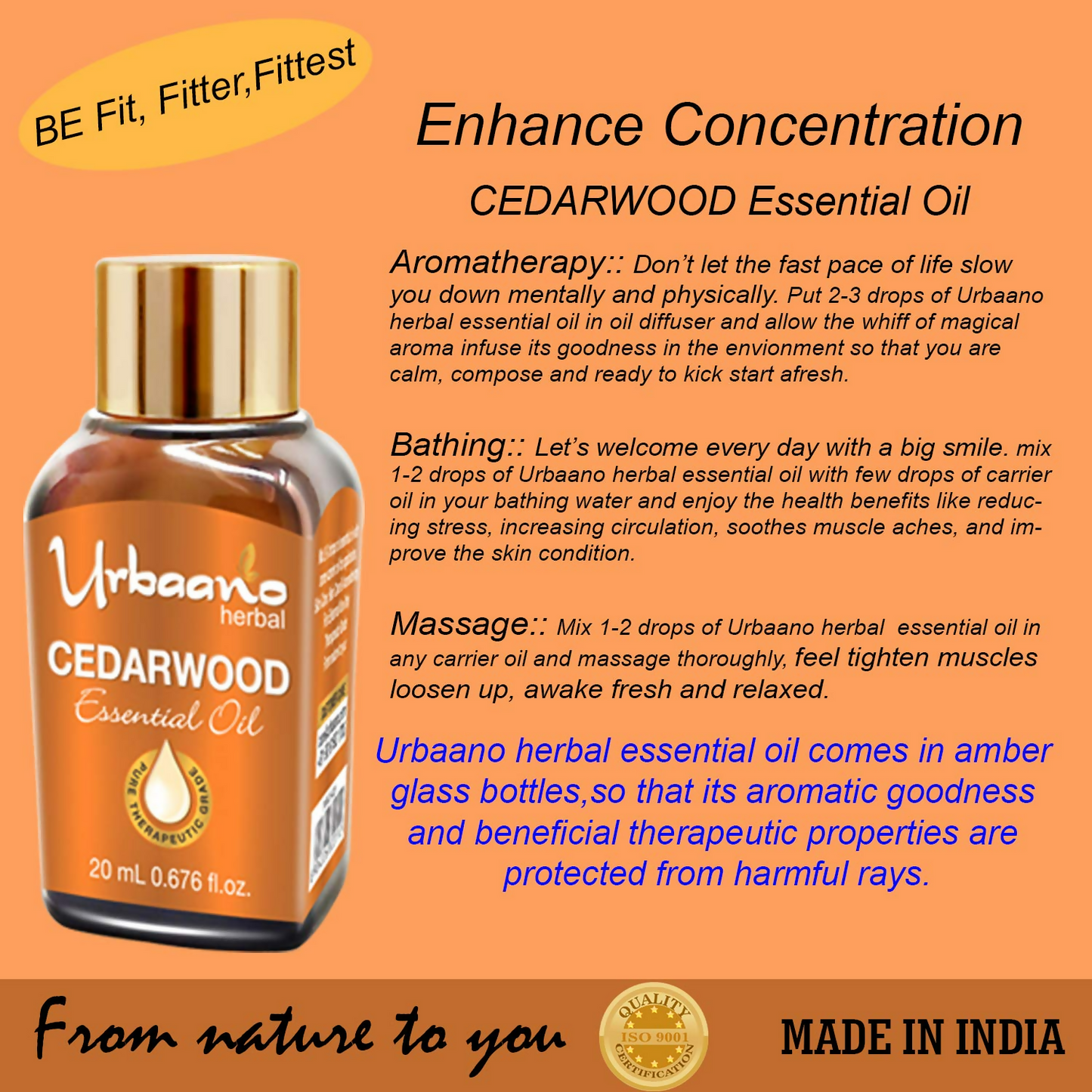 Urbaano Herbal Cedarwood Essential Oil