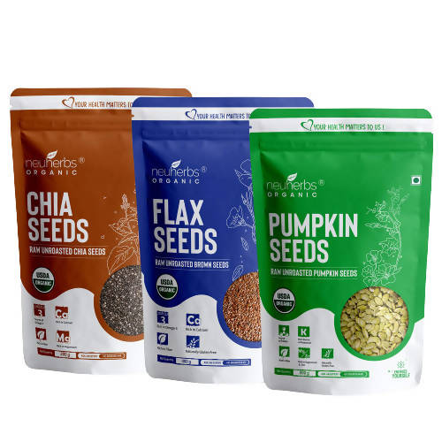 Buy Neuherbs Organic Flax, Chia, and Pumpkin Seeds Combo from DrMediCart, Ship from India to USA