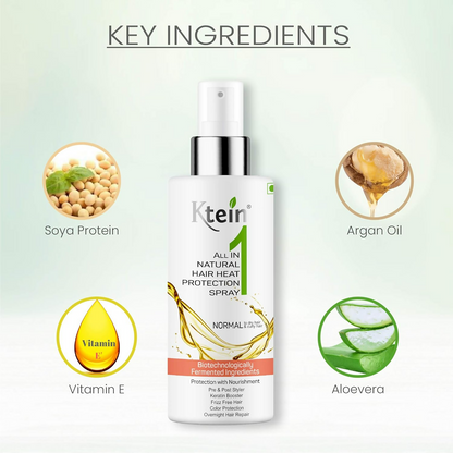 Ktein All in 1 Natural Hair Heat Protection Spray with Fermented Argan Oil