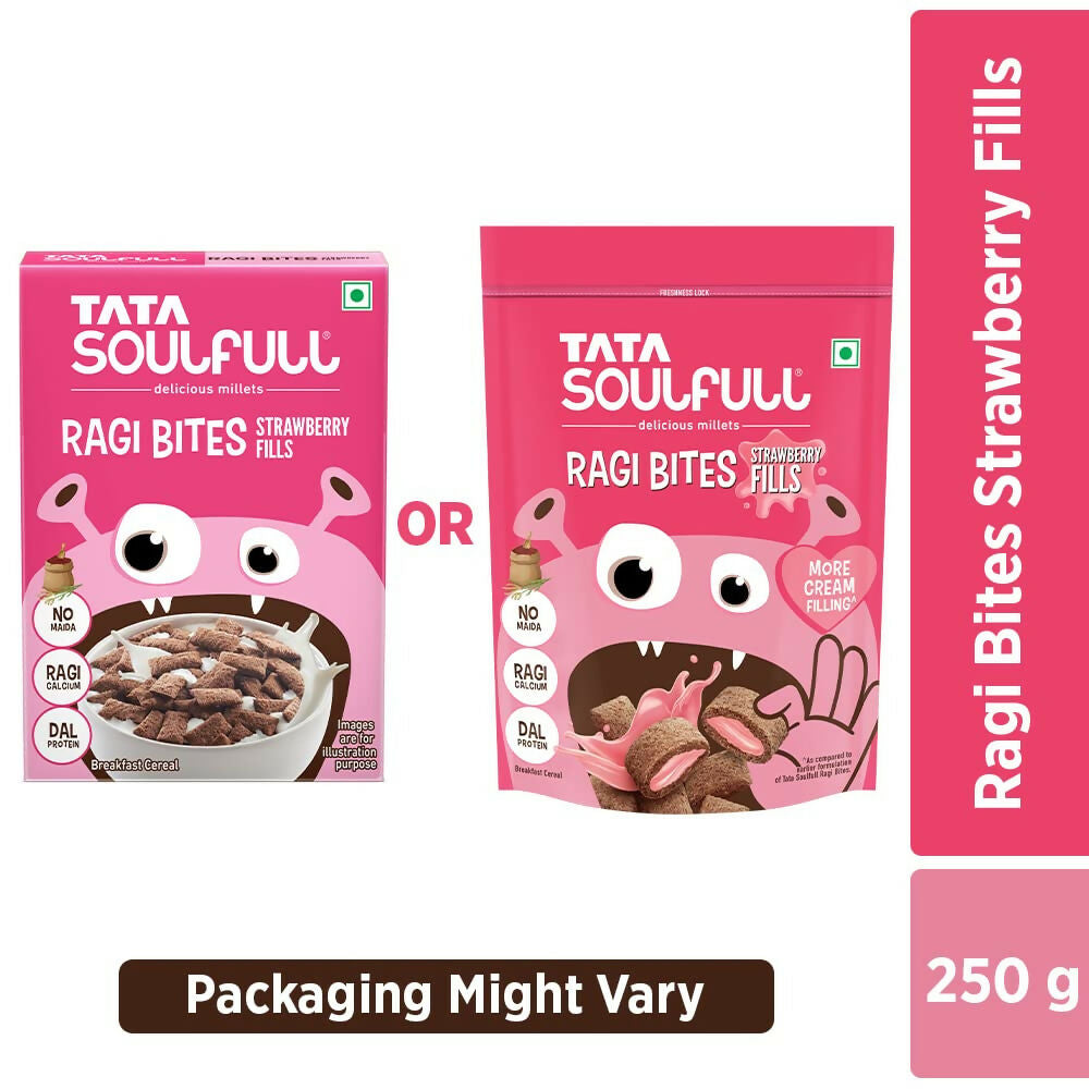 Buy Tata Soulfull Ragi Bites Strawberry Fills Breakfast Cereal from DrMediCart, Ship from India to USA
