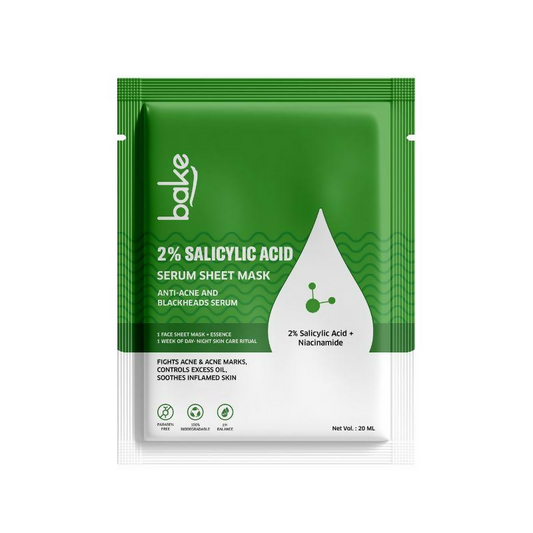 Bake 2% Salicylic Acid Sheet Mask For Black Heads, Oily And Acne Prone Skin