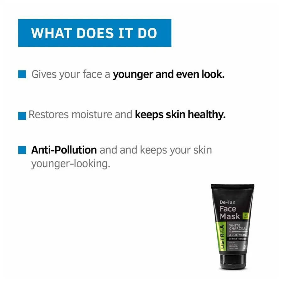 ustraa charcoal alove vera de tan white face mask buy in usa