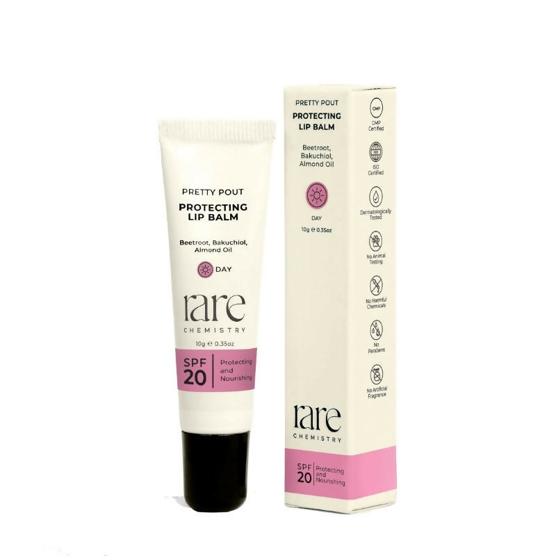 Rare Chemistry Pretty Pout Protecting Day Lip Balm, SPF 20, Beetroot Almond Oil, Moisturising