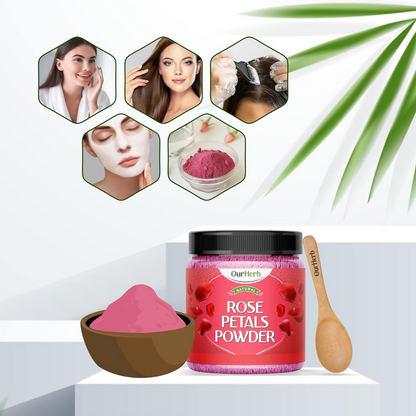 OurHerb Pure & Natural Rose Petal Powder for Skin & Hair With Vitamin Enriched