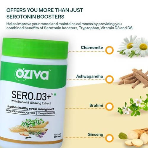 OZiva Sero.D3+ With Brahmi & Ginseng Extract Capsules