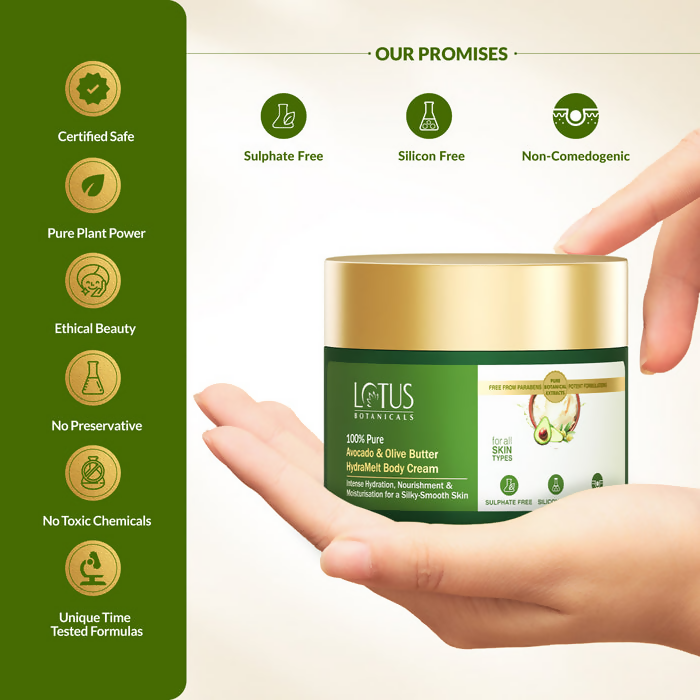 Lotus Botanicals 100% Pure Avocado & Olive Butter HydraMelt Body Cream
