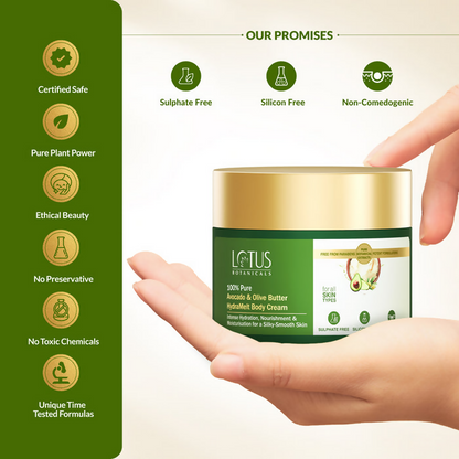 Lotus Botanicals 100% Pure Avocado & Olive Butter HydraMelt Body Cream