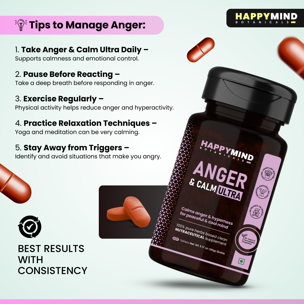 HappyMind Botanicals Anger & Calm Ultra Veg Tablets