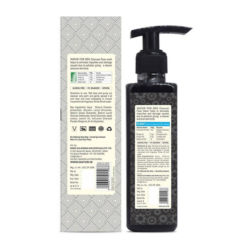Inatur Charcoal Face Wash For Men
