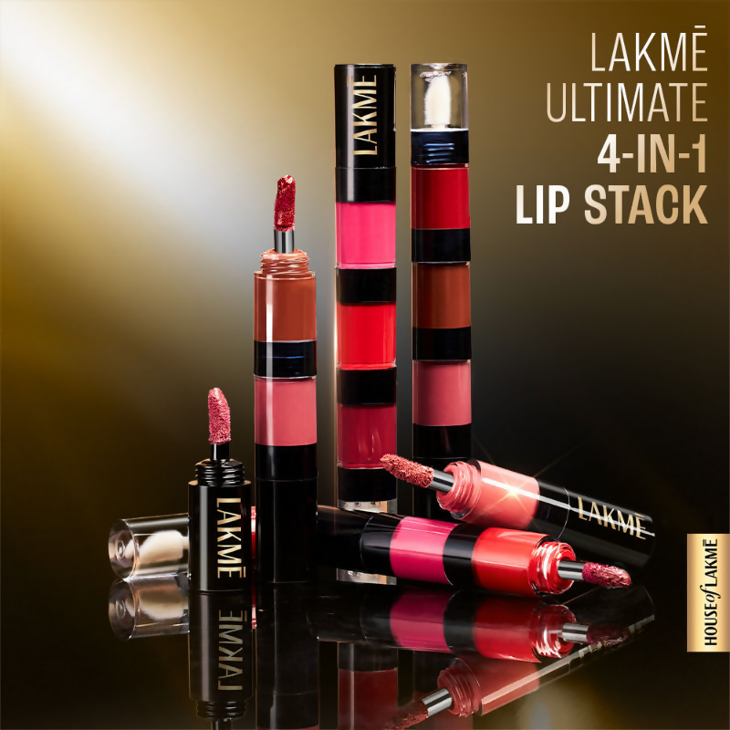 Lakme Ultimate Glam 4 In 1 Lip Stack  - Pink Vibe Only